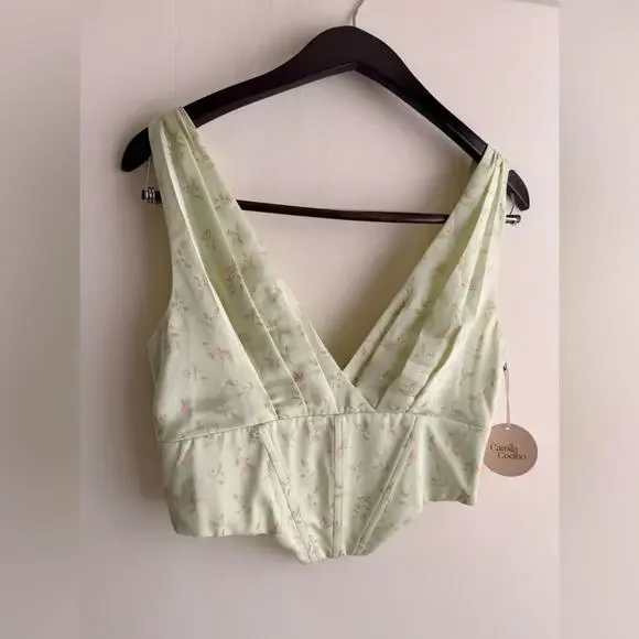 Camila Coelho Trudy Bustier Sage Floral NWT - Picture 2 of 8